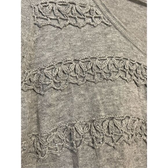 Halogen Womens Grey Silver Beaded Cotton Button up Cardigan Large - Picture 2 of 13